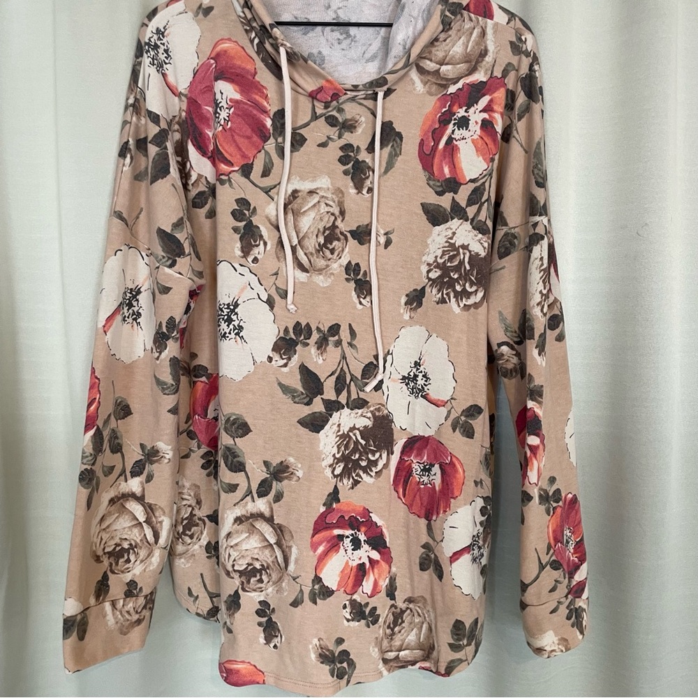 Boho Tunic Length Floral Hoodie